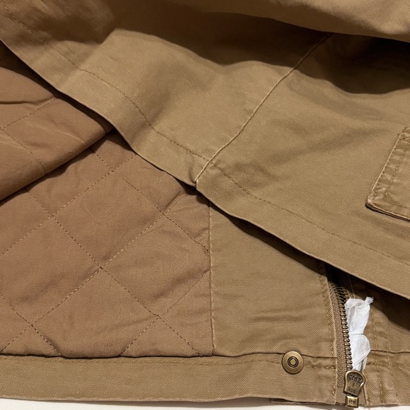 Hunter Insulated Tan Barn Crop Jacket with Dark Brown Corduroy Collar M NWT - Picture 15 of 16